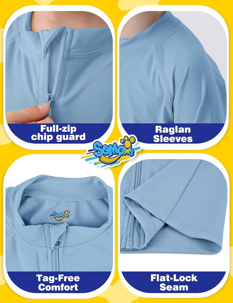 Semois Boys UPF 50+ Rash Guard Toddler Zipper Swim Shirts Long Sleeve Zip Up Sun Protection Rashguard Water Beach Shirts Quick Dry - Image 5